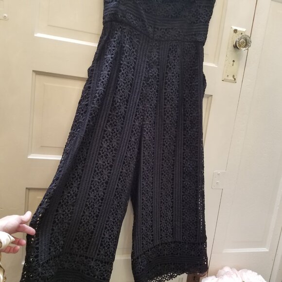 Greylin Black Strapless Off the Shoulder Lace Jumpsuit Women's Size Medium - Picture 6 of 11